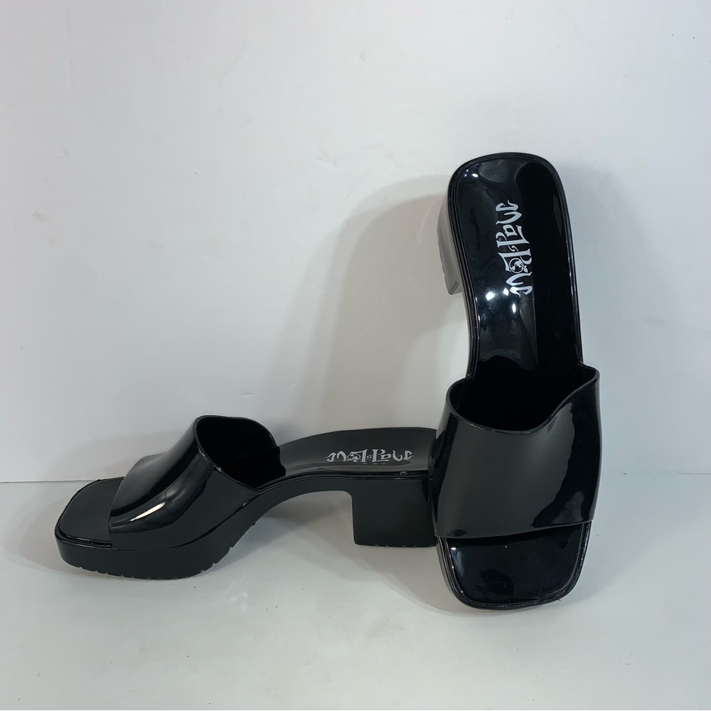 Mad Love Women's Marni Jelly Slide Mule Heels Black - Size 6 Y2K